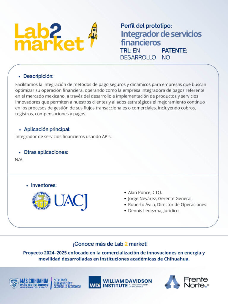 Prototipos Lab to Market - Integrador de servicios financieros
